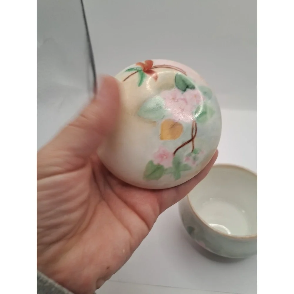 Antique La Seynie Limoges P&P France Pink Dogwood Handpainted Vanity Powder Dish